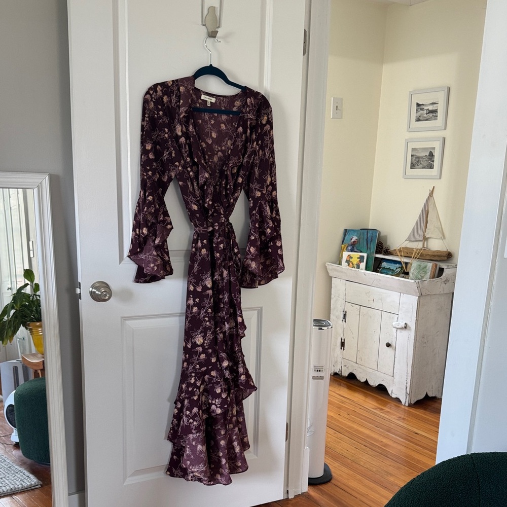 Max Studio Women's Floral Wrap Maxi Dress - Plum